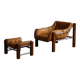 Amazonas Lounge Chair with ottoman in Cognac Leather by Jean Gillon Brazil