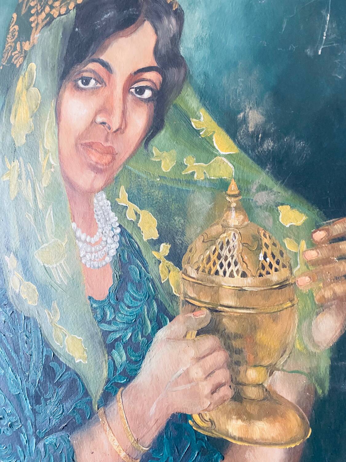 Orientalist painting on cardboard