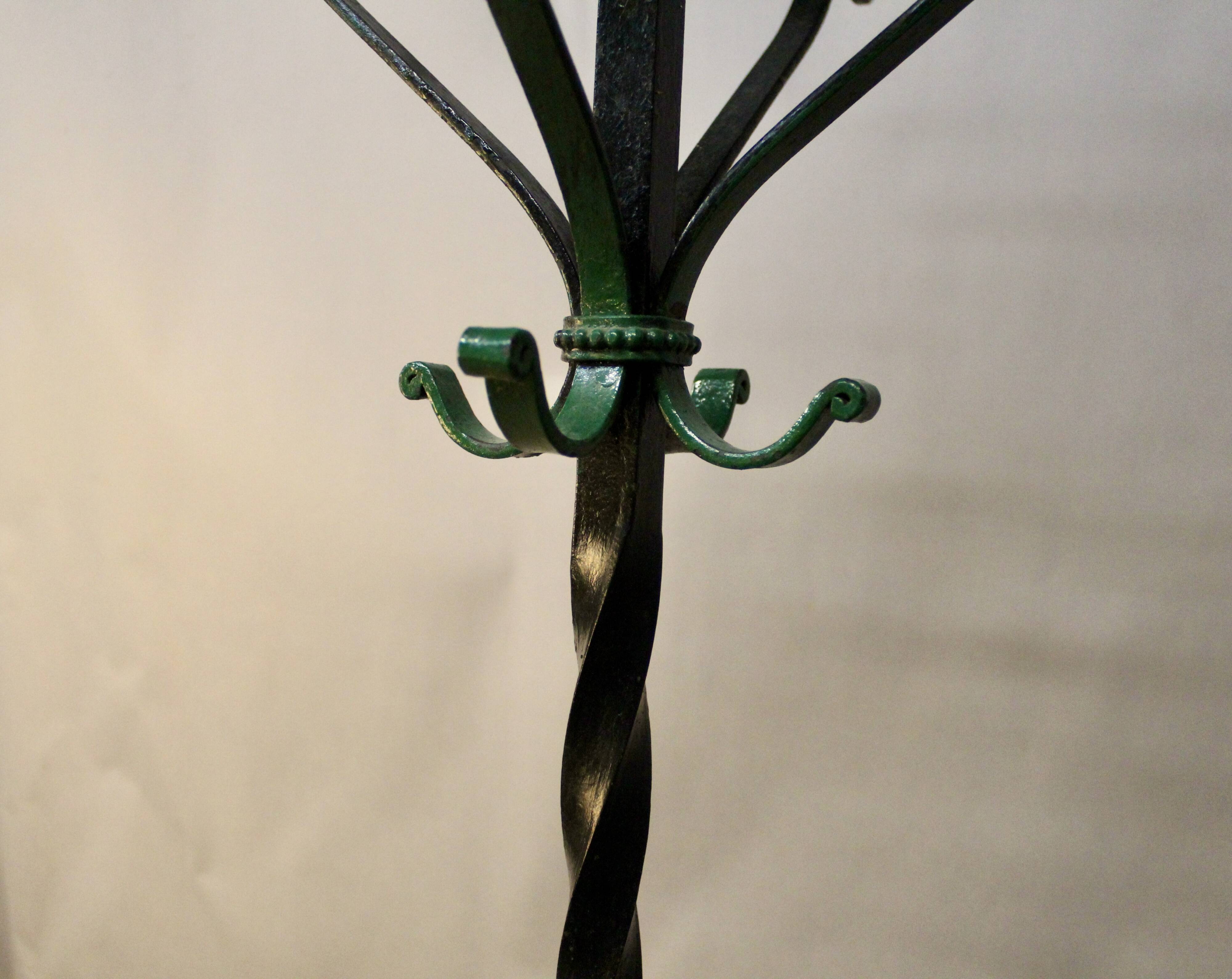 Polychrome Wrought Iron Coat Rack and Umbrella Stand