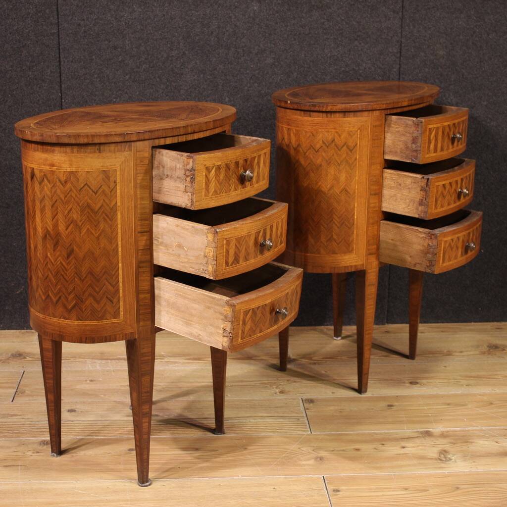 Pair of 20th-century Italian inlaid bedside tables