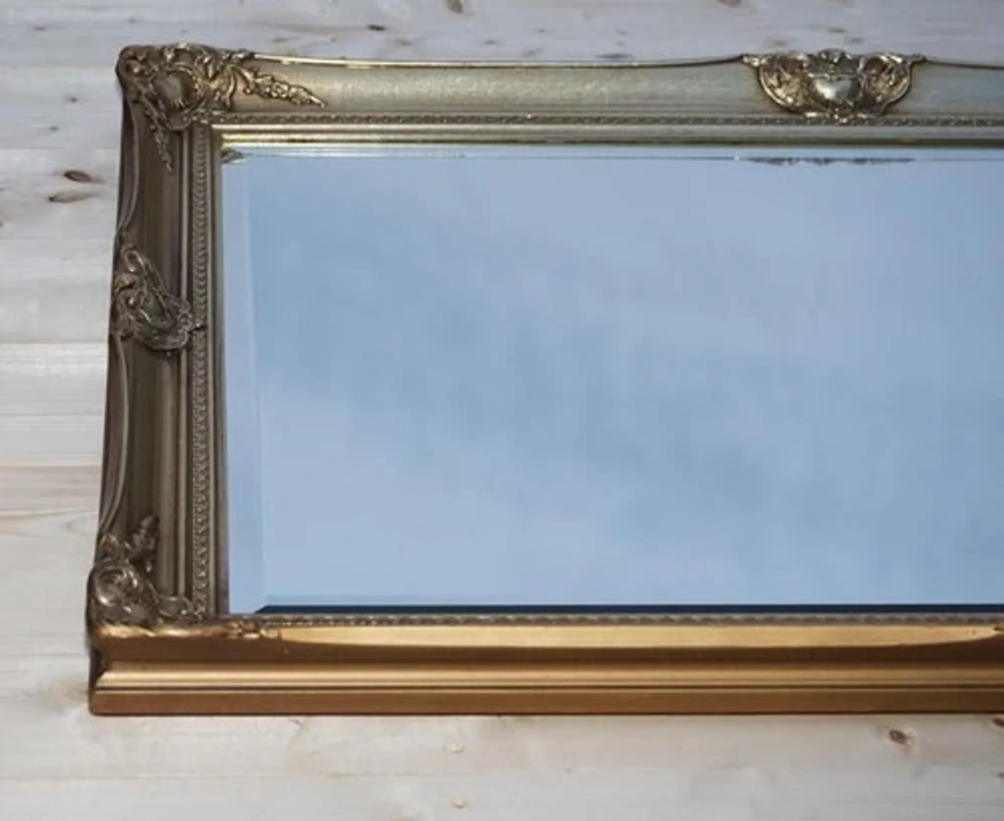 Large Bevelled Wall Mirror Ornate Vintage