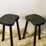 Pair of brutalist tripod stools