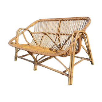 Vintage rattan bench