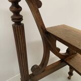 19th century stained wood library staircase