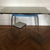 Extensible formica table with matching stool
