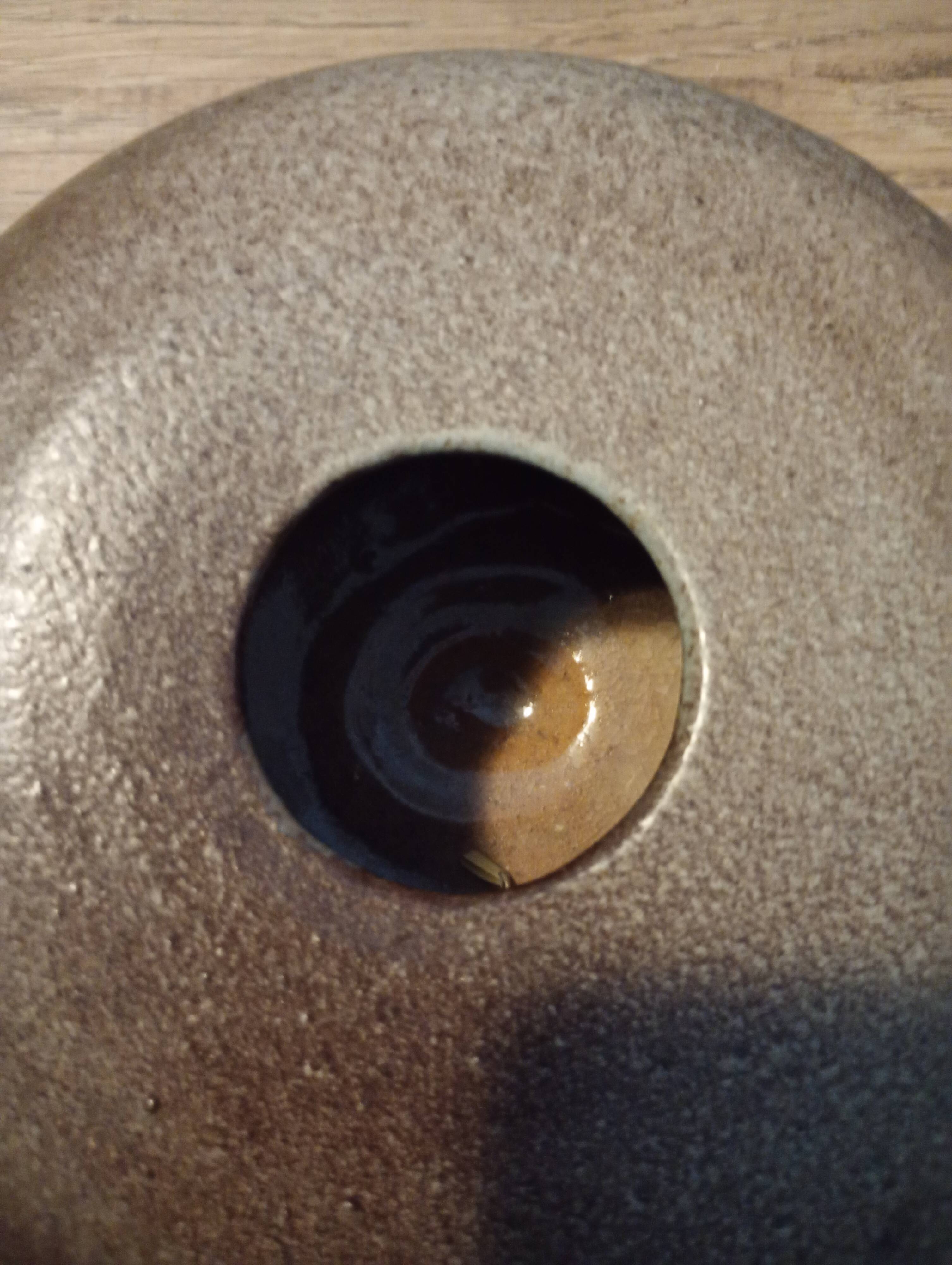 Spherical stoneware vase. Signed Pougeoise grey mouse.