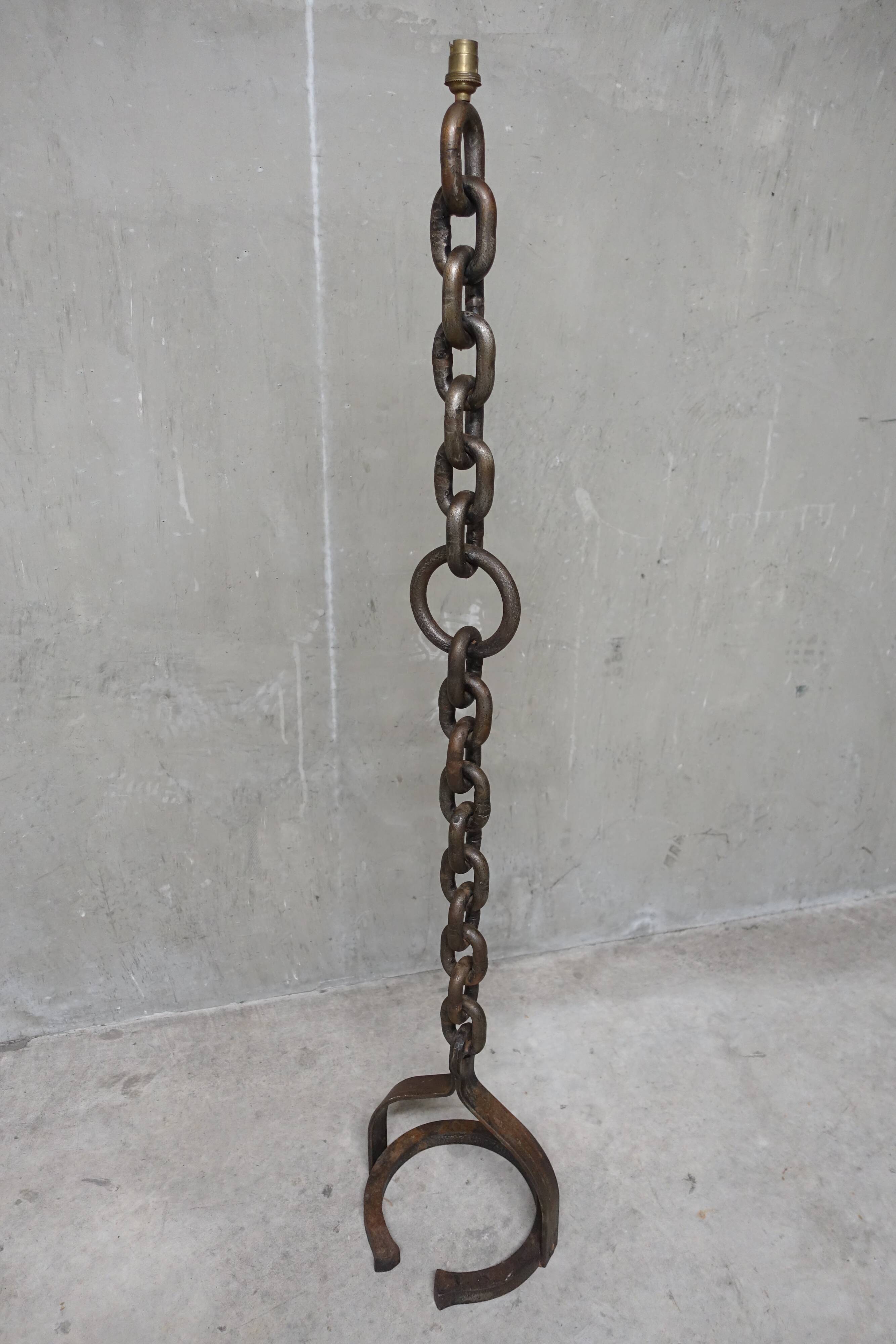 Brutalist wrought iron chain floor lamp 1960s