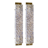 Gold Murano Glass Wall Sconces with Blue “Graniglia” Detail – Set of Two