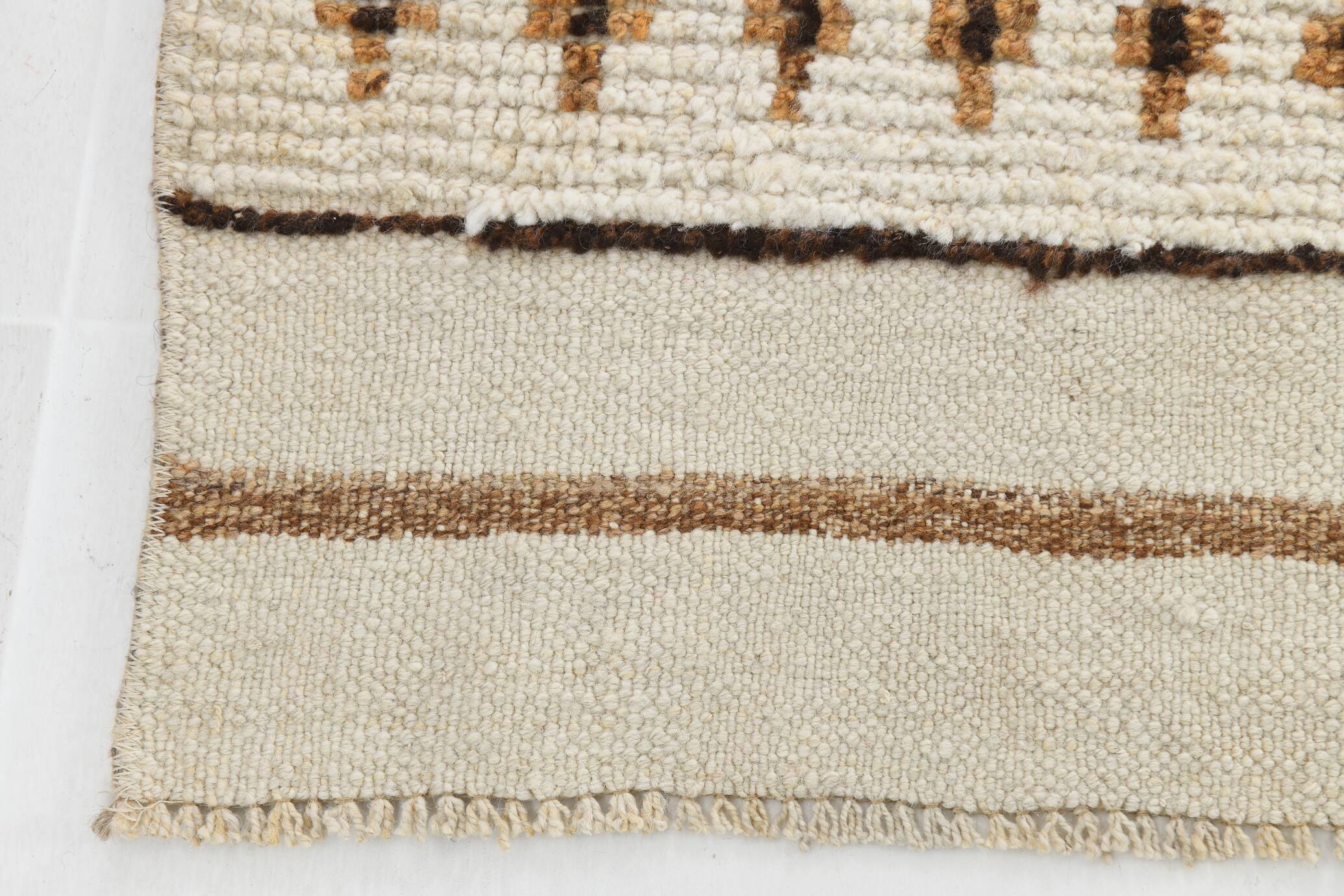 Beige & Brown Classic Turkish Runner Rug, 100x332Cm