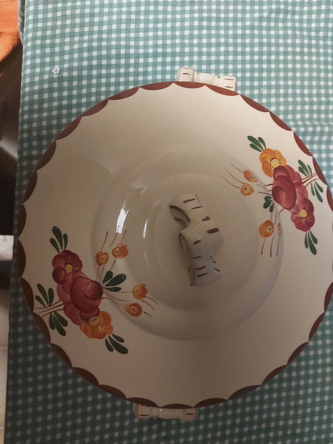 Vintage Longchamp earthenware soup tureen, dish and dessert plate set