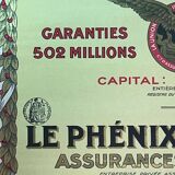 Old poster of union the phoenix spanish insurance, 1926, imp. e.bonnardel