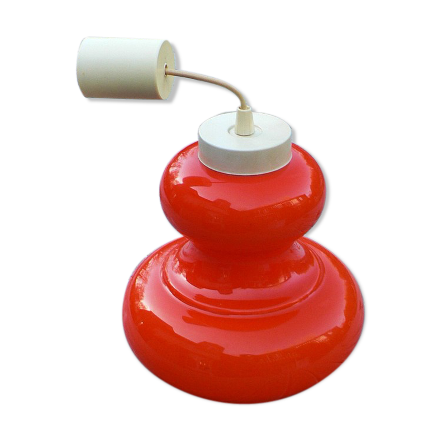 Suspension lamp globe bell opaline orange design 70