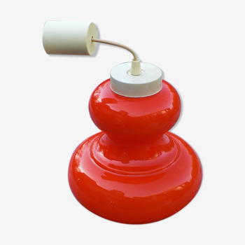 Suspension lamp globe bell opaline orange design 70