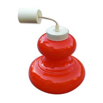 Suspension lamp globe bell opaline orange design 70