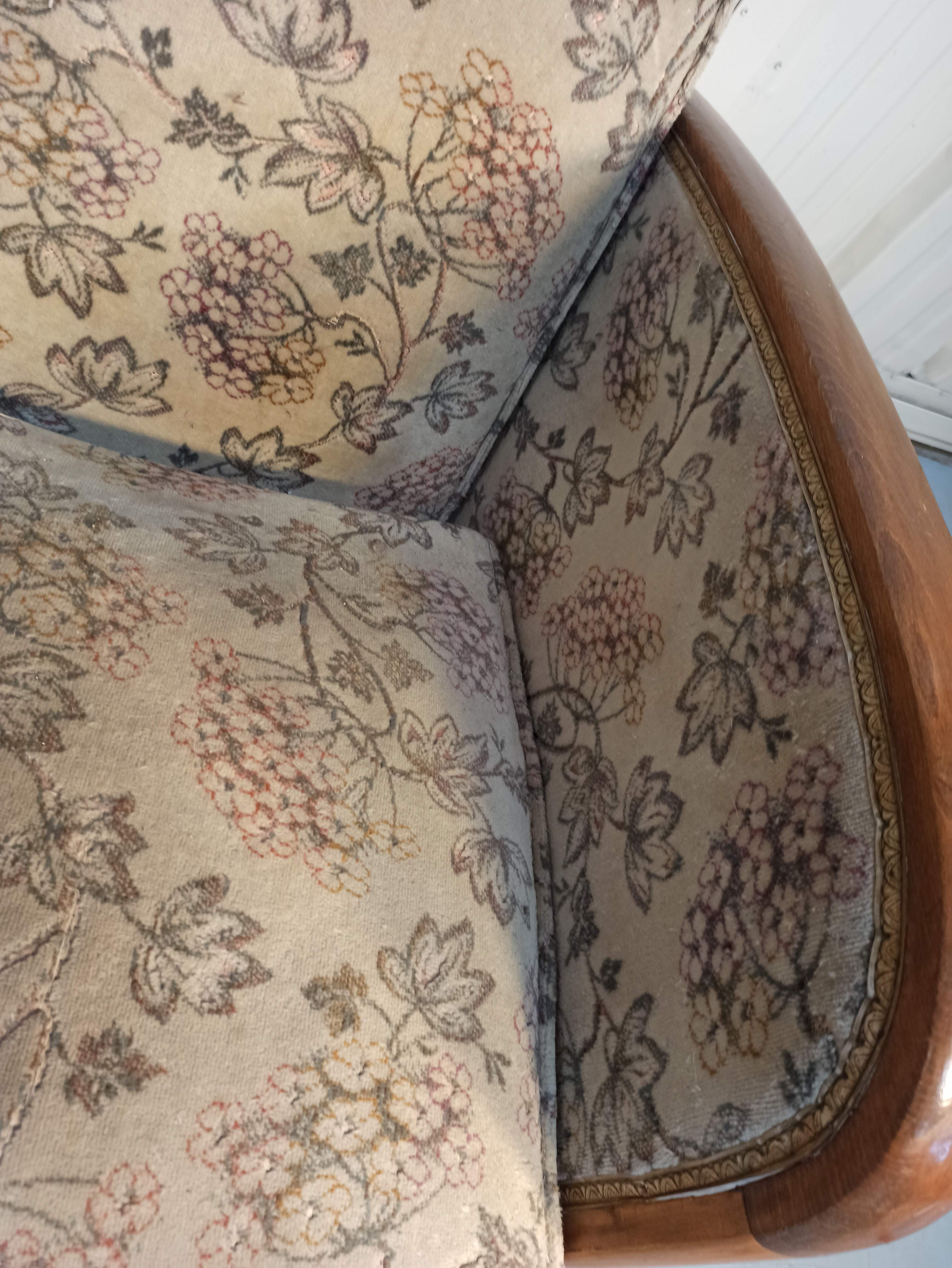 Art Deco armchair with system - original floral velvet fabric
