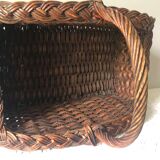 Log basket near fireplace