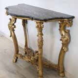 Giltwood antique console table with marble top, Italy 18th century
