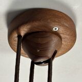 Teak And Linen Umbrella Counter Balance Pendant By Domus, 1970s