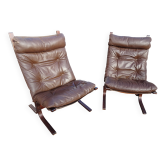 Pair of Siesta armchairs Scandinavian design Ingmar Relling Westnofa Year 70