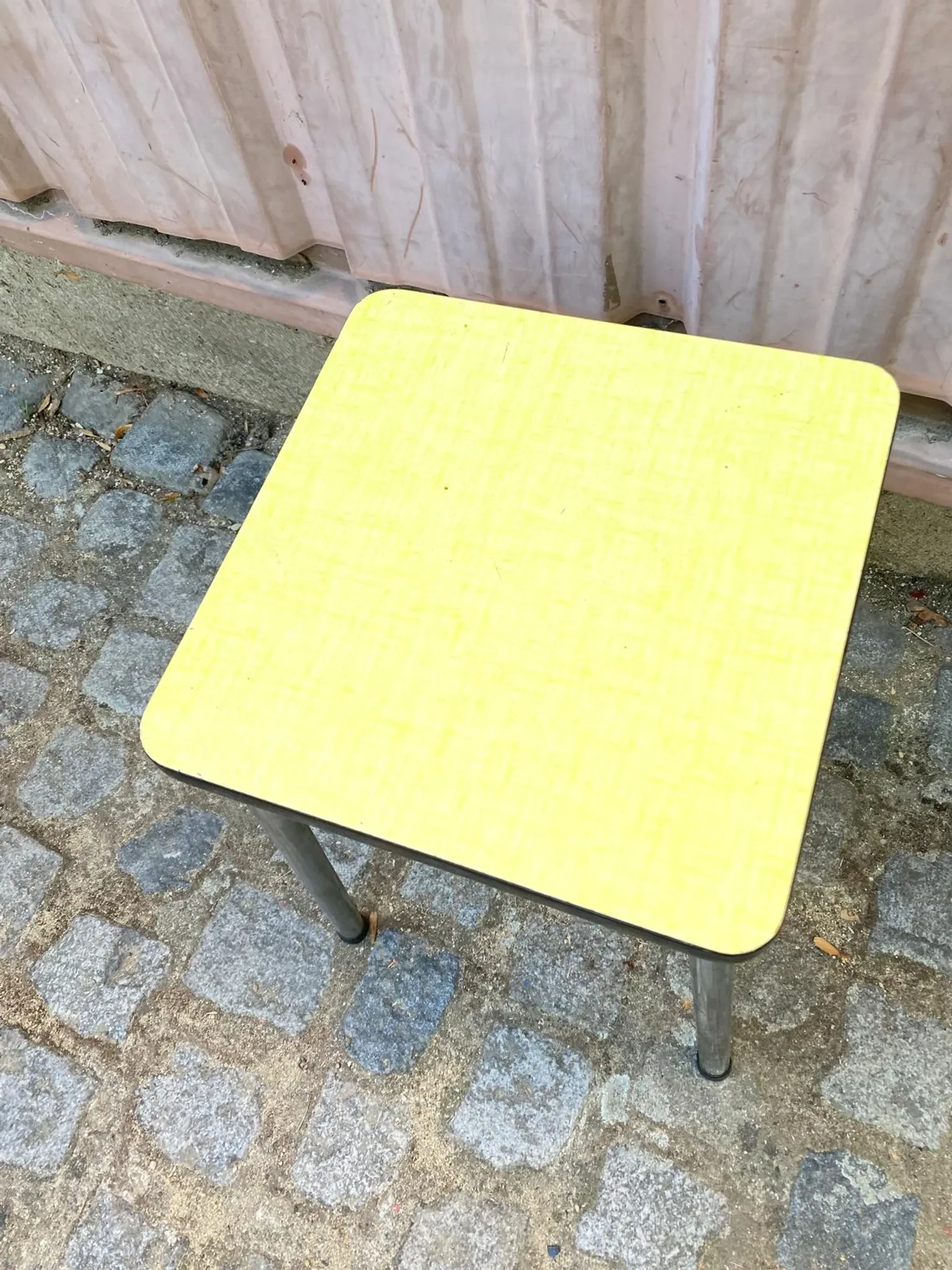 Vintage Yellow Formica Stool with Chrome Legs — 1960s/70s