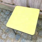 Vintage Yellow Formica Stool with Chrome Legs — 1960s/70s