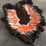 Ceramic center dish from vallauris leaf shape 42 cm