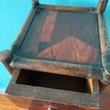 Old secretary in marquetry and bamboo