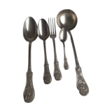 Art Nouveau cutlery set by Armand Frénais, late 19th century, silver-plated metal.