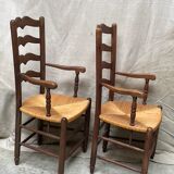 Pair of straw armchairs