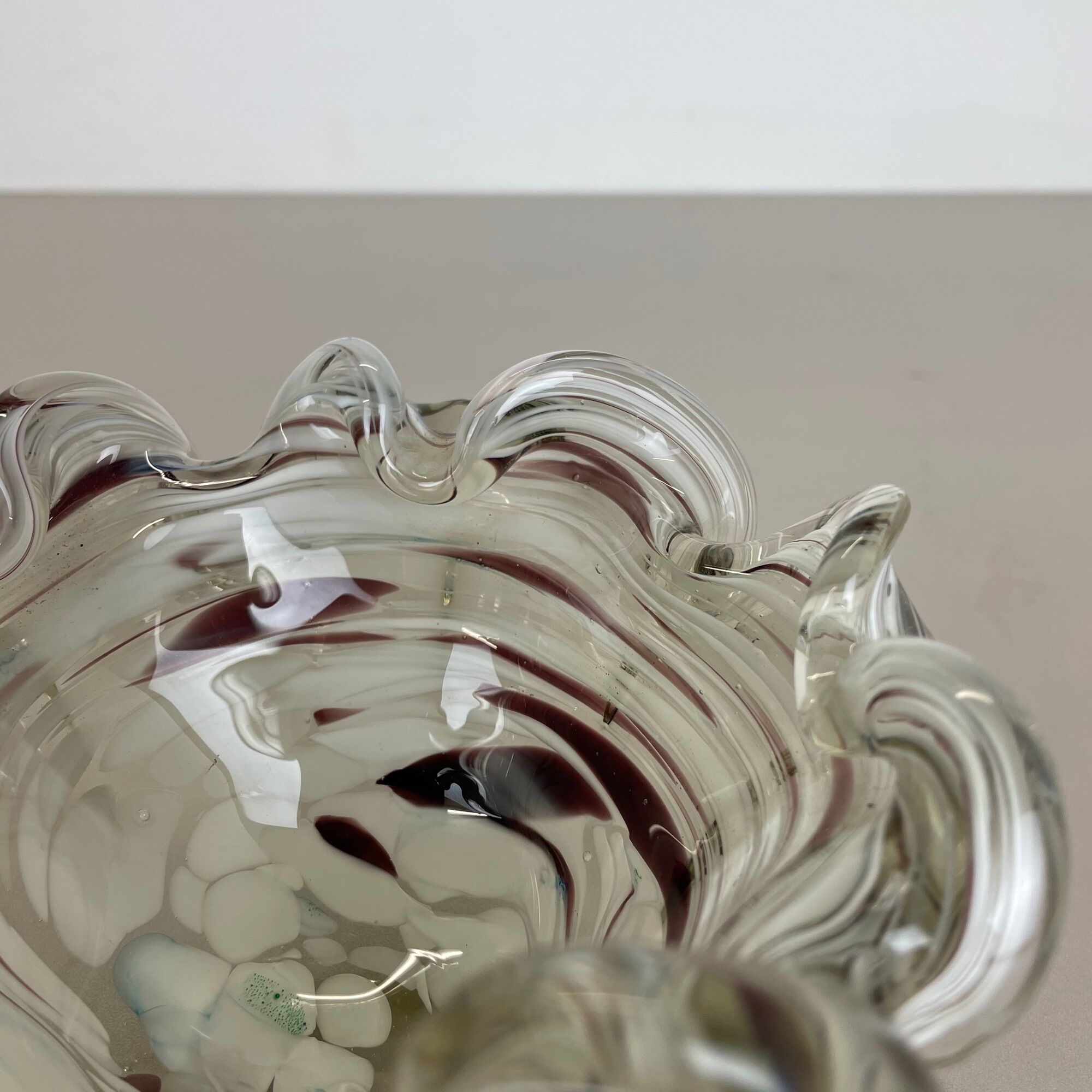 Murano Glass 1,1kg "FLORAL" Bowl Element Shell Ashtray Murano, Italy 1970s