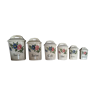 Série complète de 6 pots à épices en céramique émaillés à motifs floraux