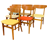 Scandinavian chairs 1960s/70s in solid beech and teak