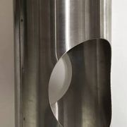 Large pair of Space Age / UFO design lamps in chrome steel – sculpture l