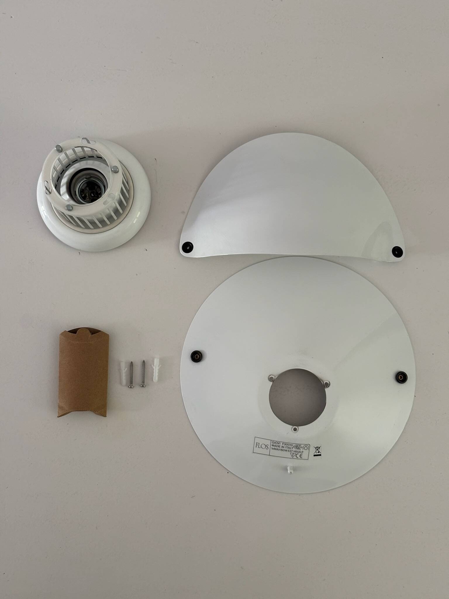 Giovi wall light by Achille Castiglioni for Flos 1982 Lacquered White Metal Design