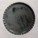 Extra-large enameled copper tray or catchall with ethnic tribal decoration.