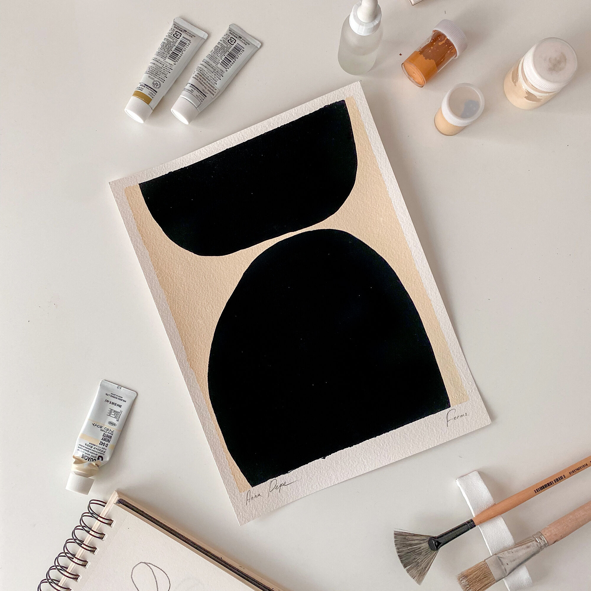 Original gouache painting "Forms"