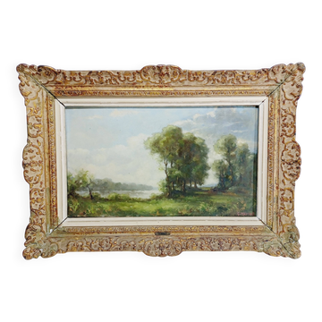 G. Mériot -  Huile sur panneau « La creuse à Bénévent »