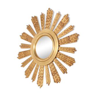 Mirror sun convex golden wooden witch eye 61cm