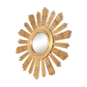 Miroir soleil convexe oeil de sorcière en bois doré 61cm