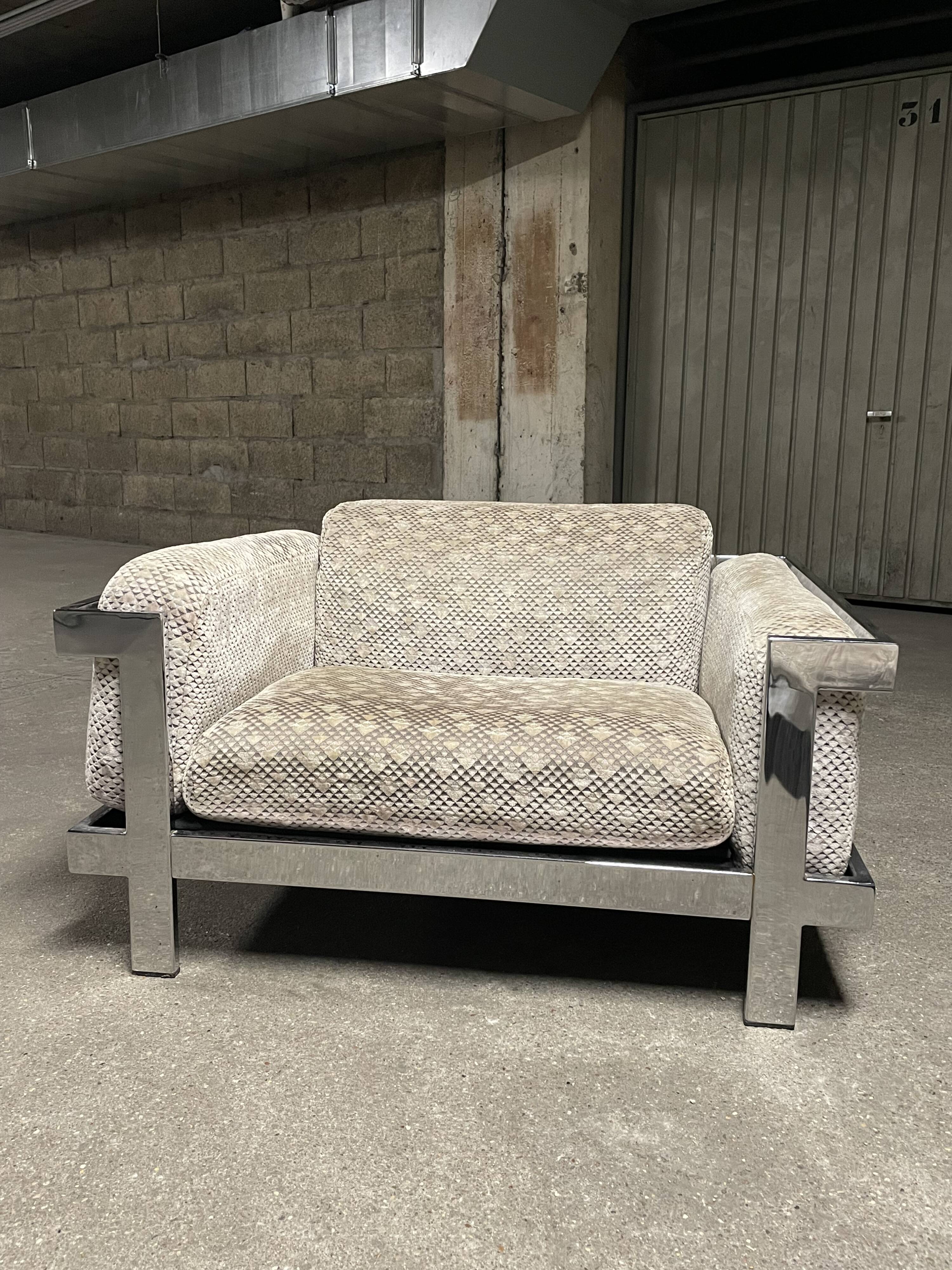 Chrome armchair in the style of Willy Rizzo