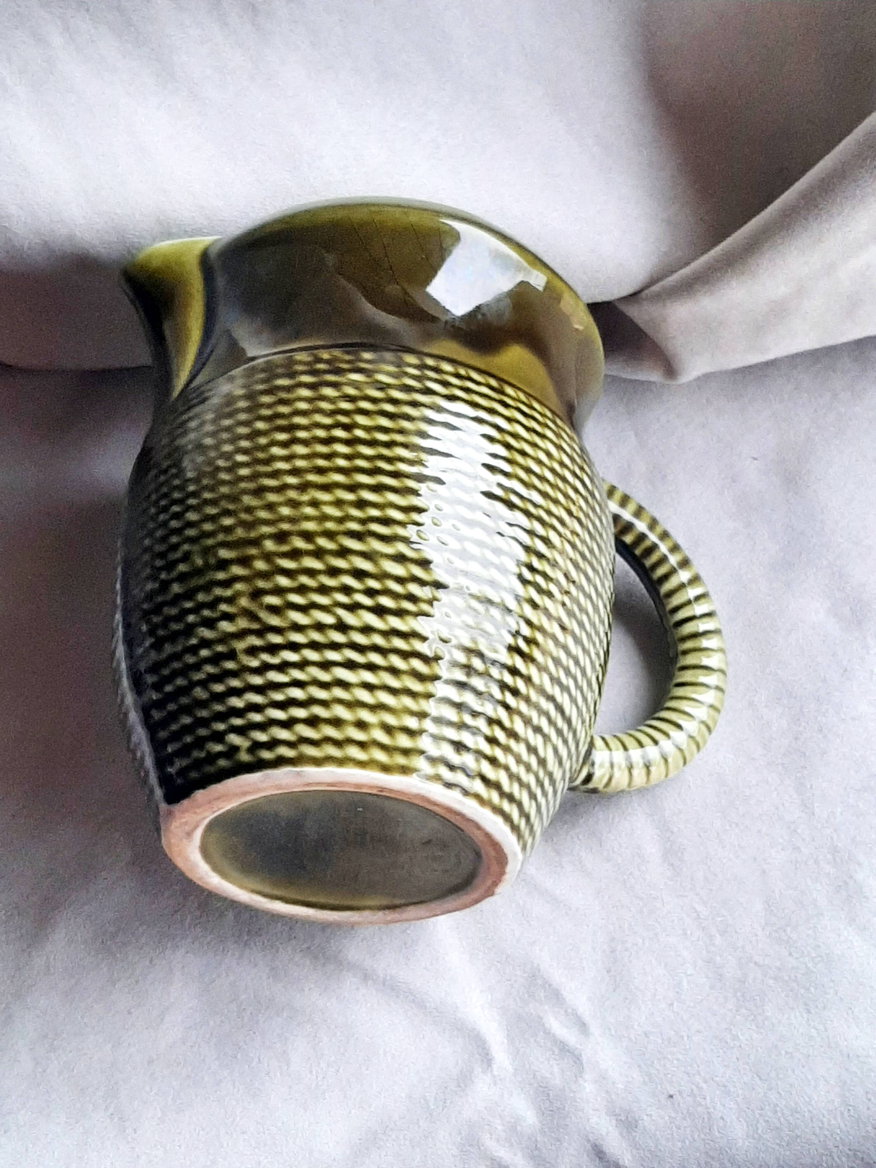 Kaki ceramic jug from Sarreguemines