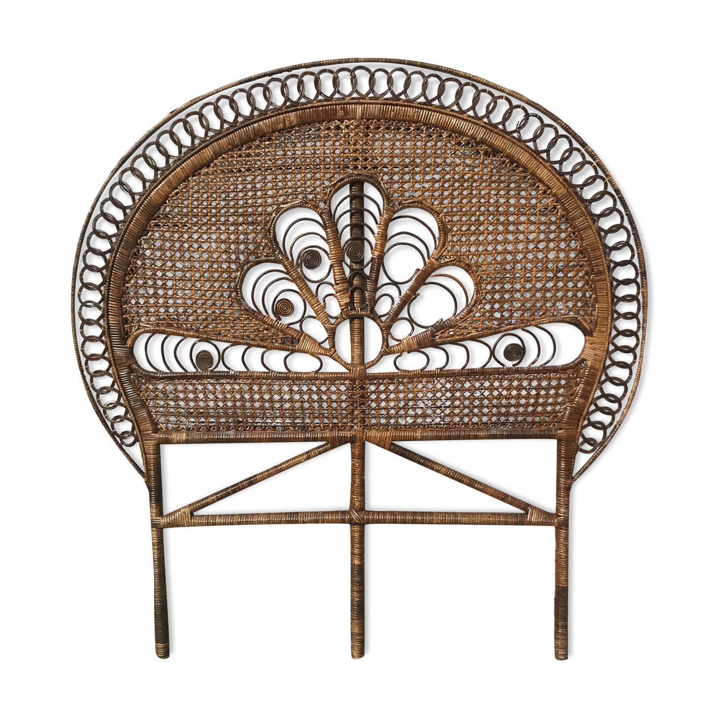 Rattan peacock headboard