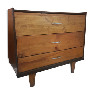Chest of drawers vintage 1960 raw wood