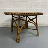 Table basse soleil en rotin