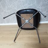 Armchair with leather and chrome armrests