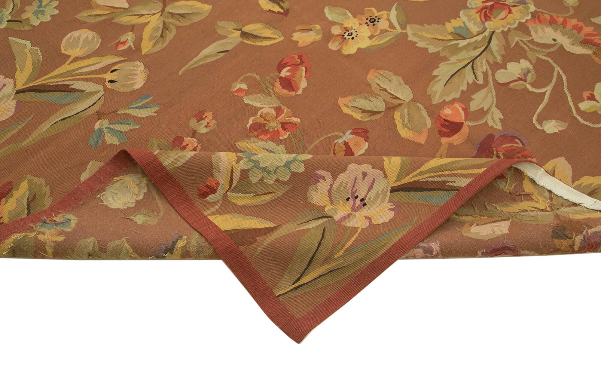 Handmade European Vintage Aubusson Kilim 280 cm x 354 cm