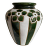 Art Deco style ceramic green vase in cloisonné enamel
