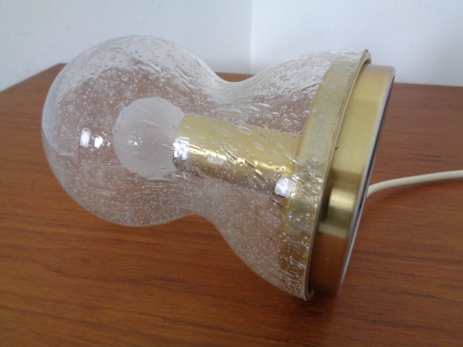 Iceglass & Brass Table Lamp from Doria Leuchten, 1960s