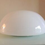 Half moon ceiling lamp in vintage white opaline 60s-70s