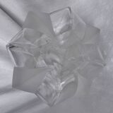 Polylobed crystal vase, partly satin-finished, art glass vintage design, 70s